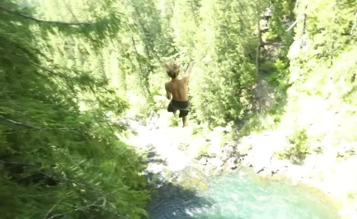 Bean Lands Blind 160-Foot Gainer, His Biggest Cliff Dive